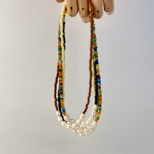 Third Drawer Up - Glass and Pearl Beaded Necklace
