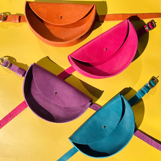 Willow Leather - Half Moon Leather Bag In Textured Turquoise