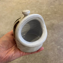 Load image into Gallery viewer, Lily Pearmain - White With Stripe Glaze Salt Pig