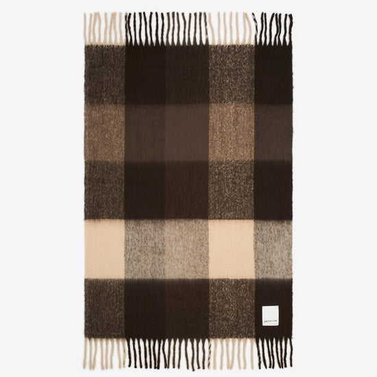 A checkered blanket on a white background