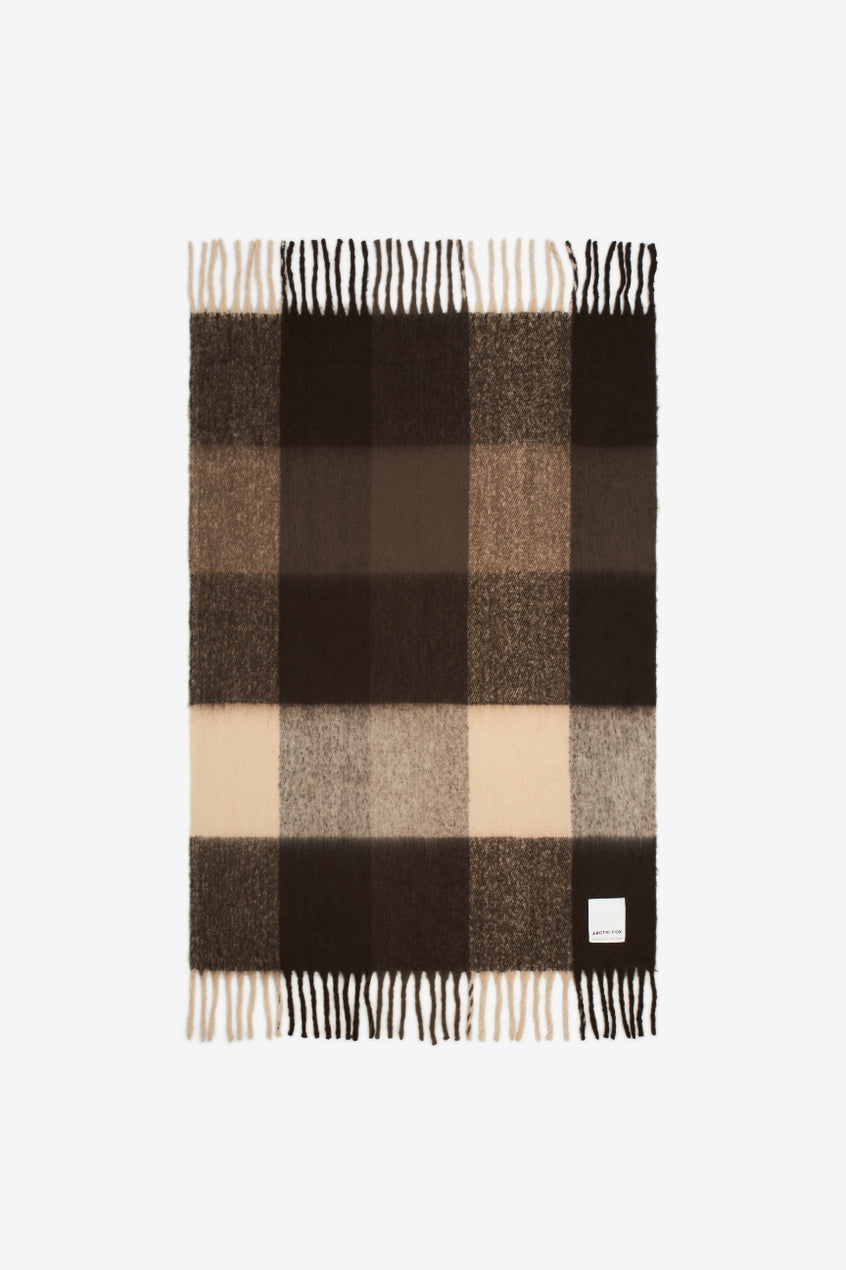 A checkered blanket on a white background