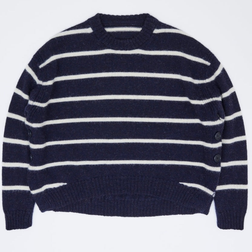 Charl Knitwear - Middleton Jumper In Navy And White Stripe
