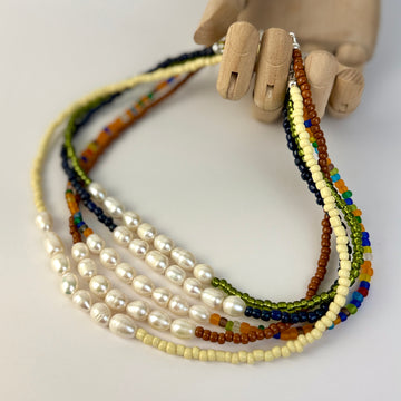 Third Drawer Up - Glass and Pearl Beaded Necklace