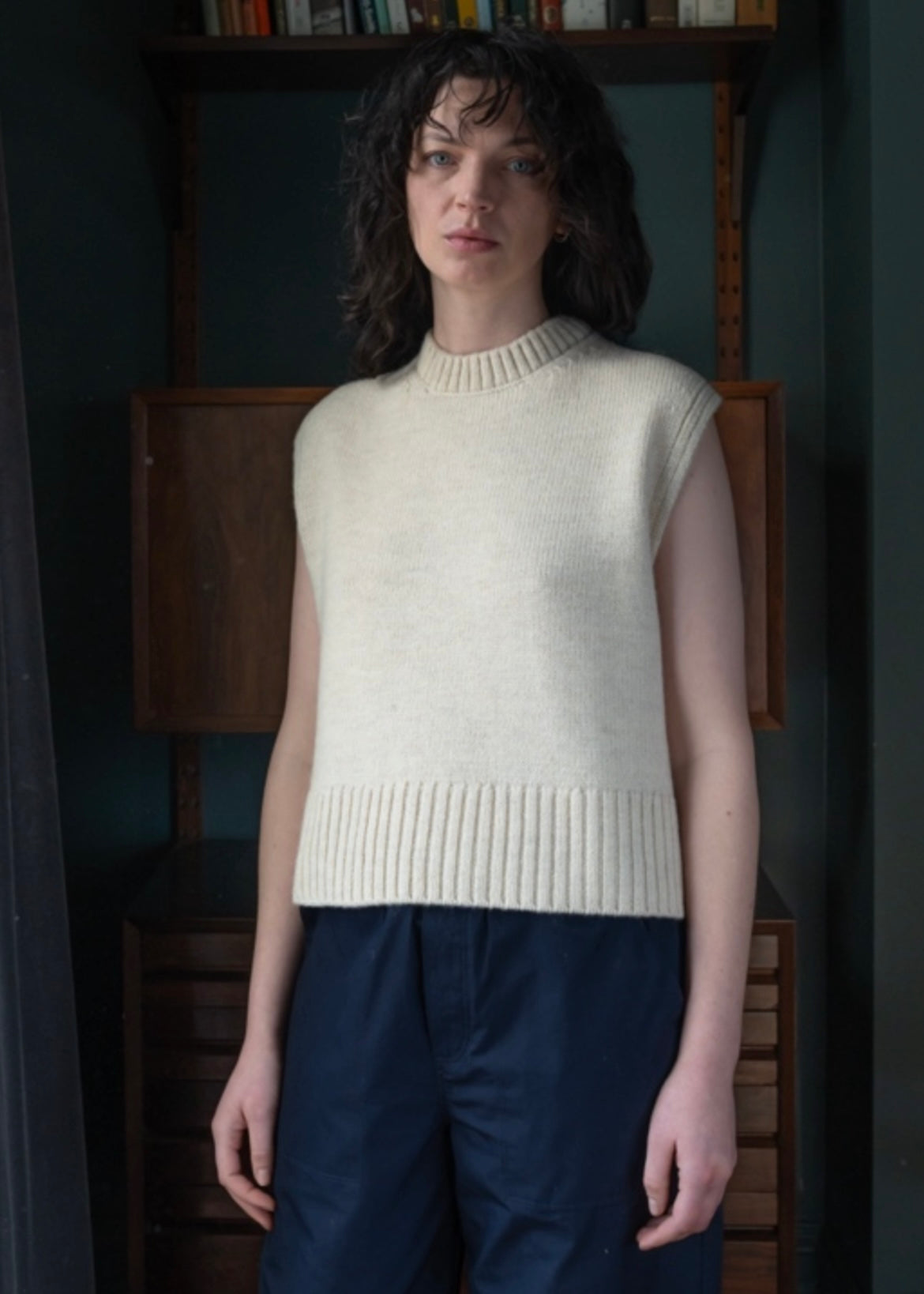 Elwin - Raye Knitted Vest In Ecru | Atwin UK