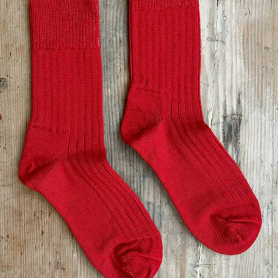 Three pairs of Elwin ribbed socks in red