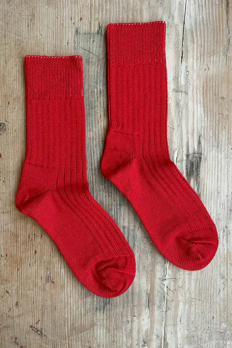 Three pairs of Elwin ribbed socks in red