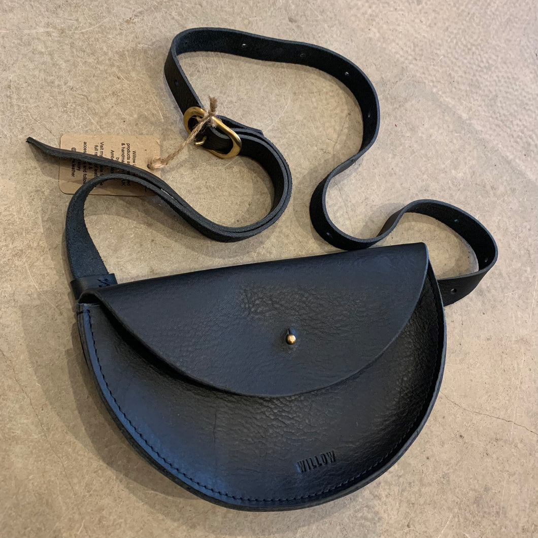 Willow Leather - Half Moon Mini Bag In Textured Navy