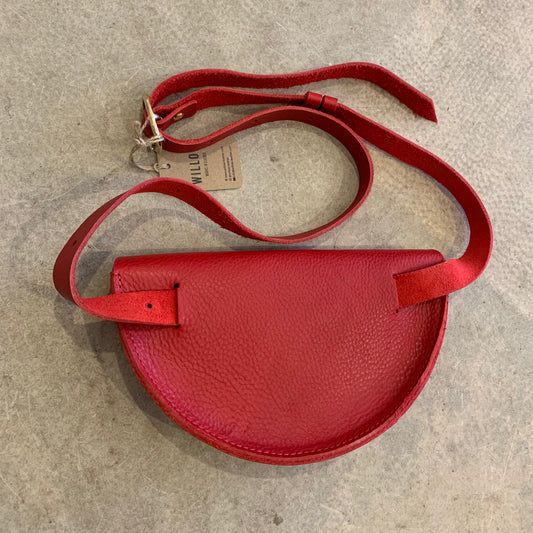 Willow Leather - Half Moon Mini Bag In Textured Red