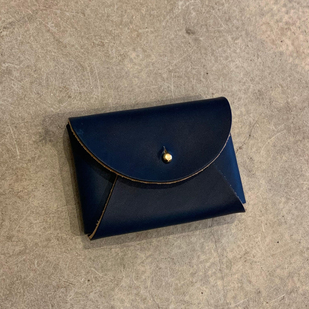 Willow Leather - Leather Card Purse in Hand Painted Blue