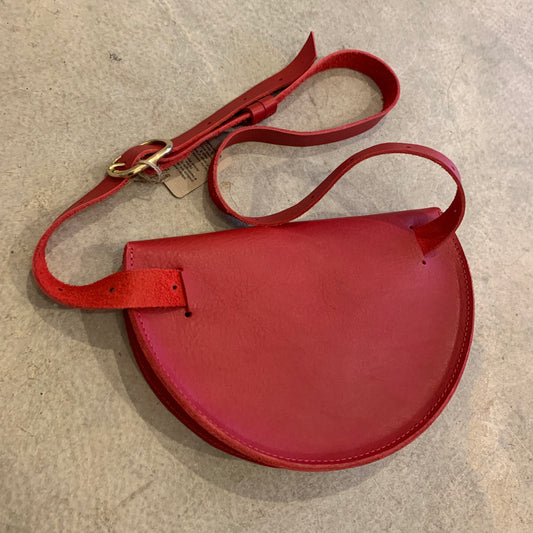 Willow Leather - Half Moon Large Bag In Textured Red