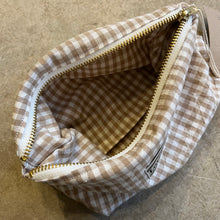 Load image into Gallery viewer, Love &amp; Squalor - Toiletry Bag In Taupe Gingham
