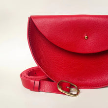 Load image into Gallery viewer, Willow Leather - Half Moon Large Bag In Textured Red
