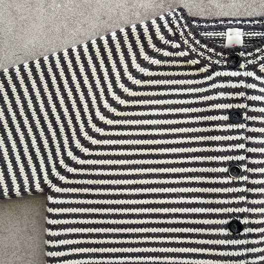 Yetton - Cardigan In Brown and Beige Stripe