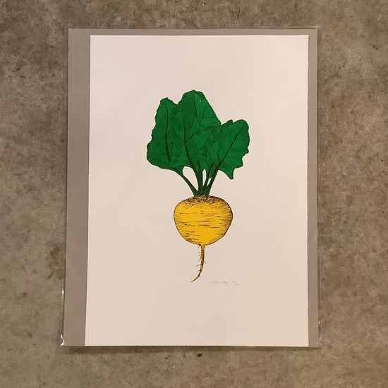 neep illustrated screen print on a concrete background