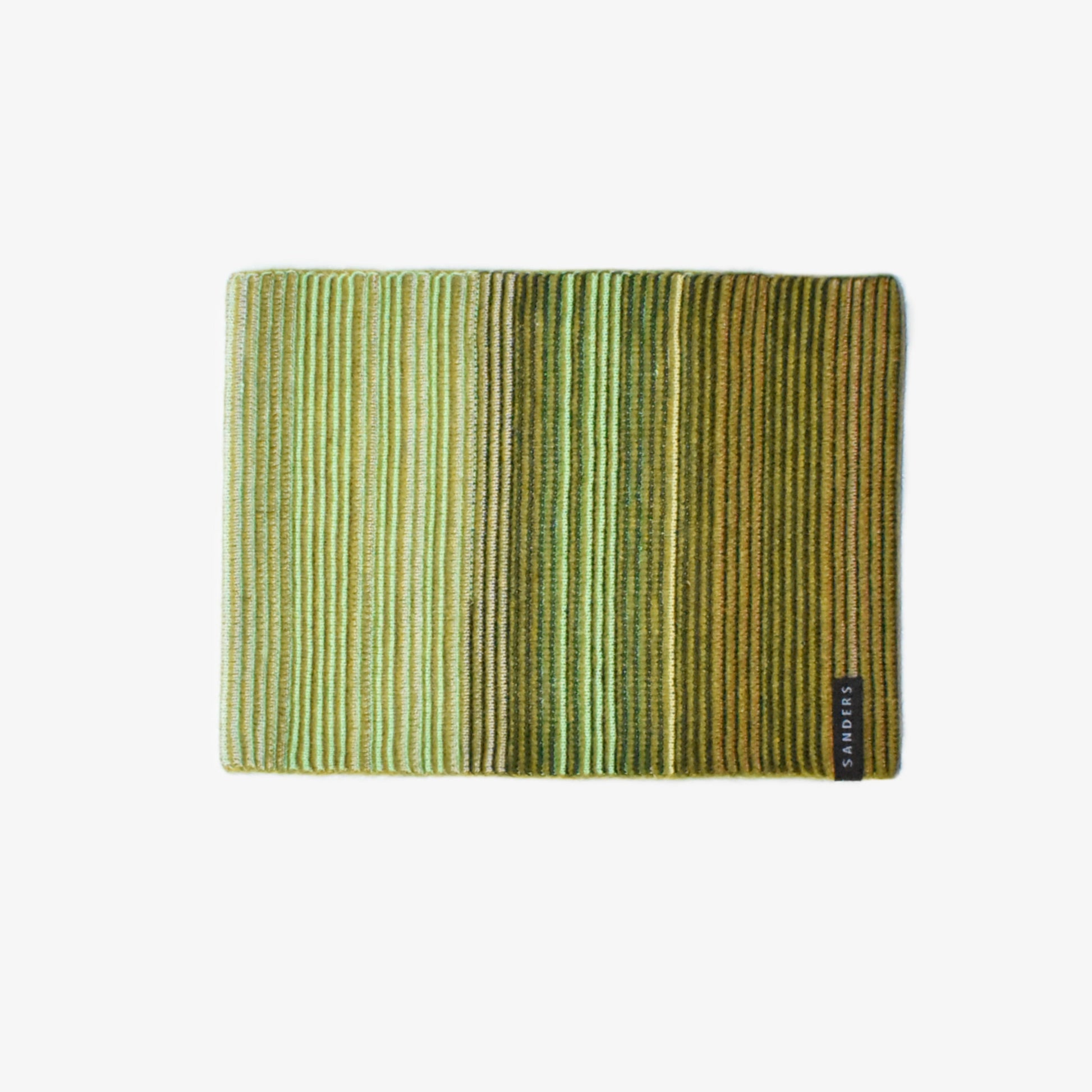 A striped green cowl on a white background