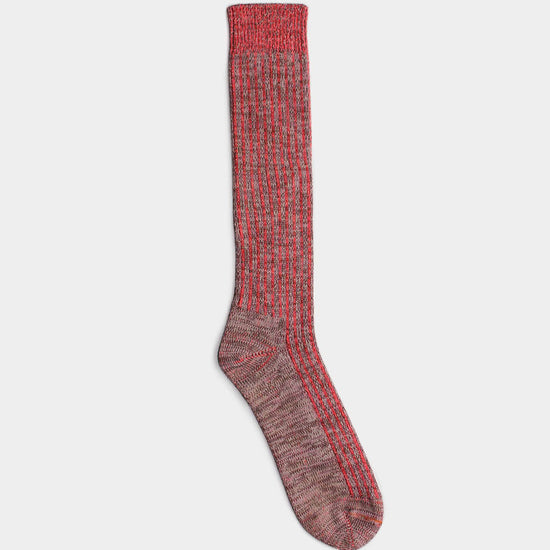 Red and pink socks on a white background
