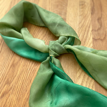 Hand painted green silk scarf long