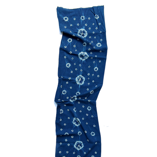 A blue and white scarf on a white background