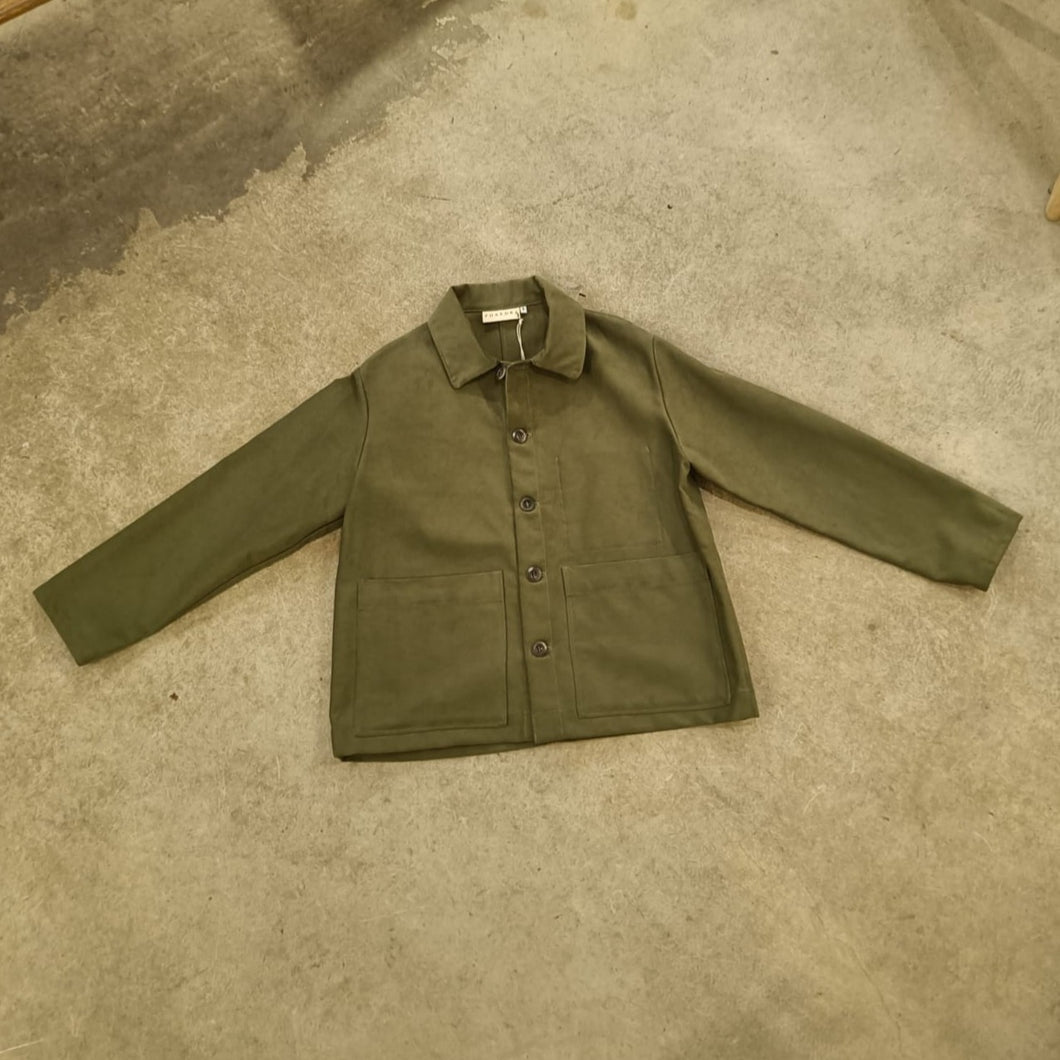 Phaedra Clothing - Workers Jacket In Khaki Green Brushed Twill