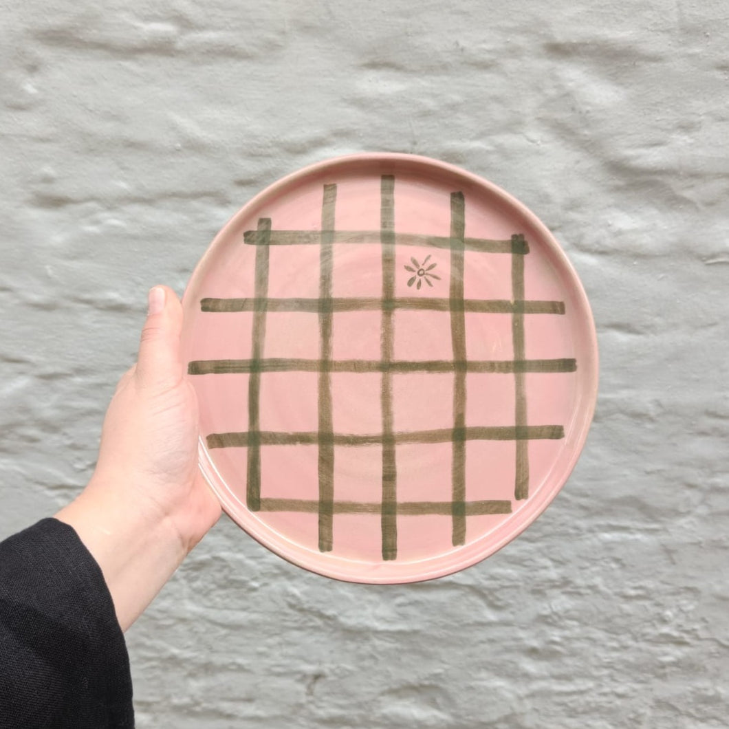 East Creations -  Check Plate In Pink And Green