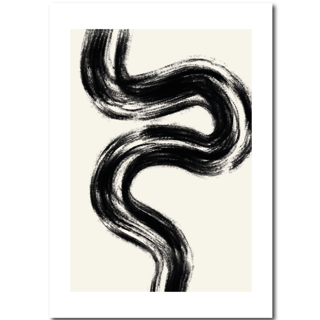A black and white charcoal lines print on high quality, 100% recycled paper.