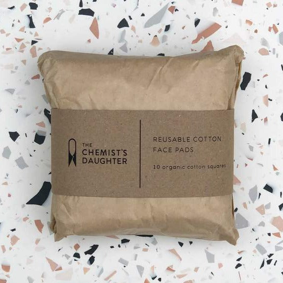 a packed of organic cotton square shaped reusable face pads