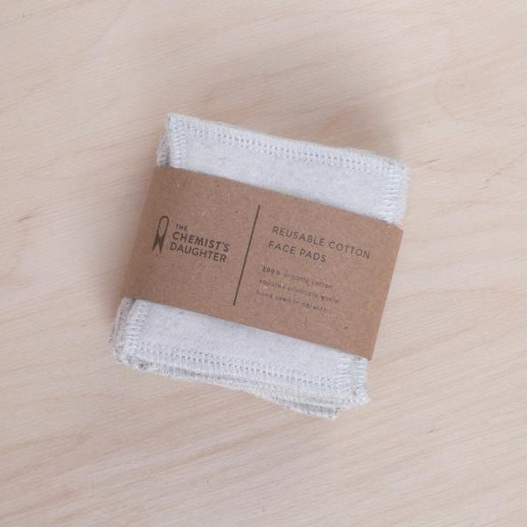 a packed of organic cotton square shaped reusable face pads