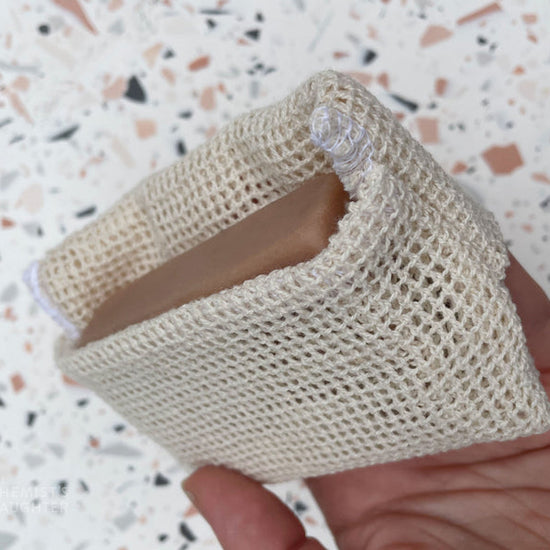 cotton soap pouch and soap