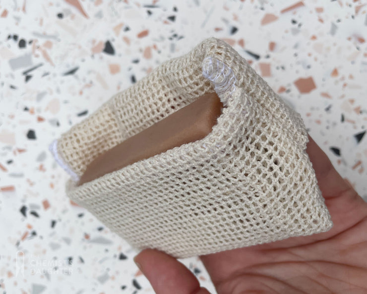 cotton soap pouch and soap