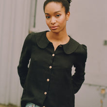Load image into Gallery viewer, Má + Lin - Claudine Blouse In Black Linen
