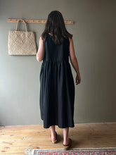 Load image into Gallery viewer, Rosana Exposito - Ribbon Tie Midi Dress In Black Cotton Gabardine
