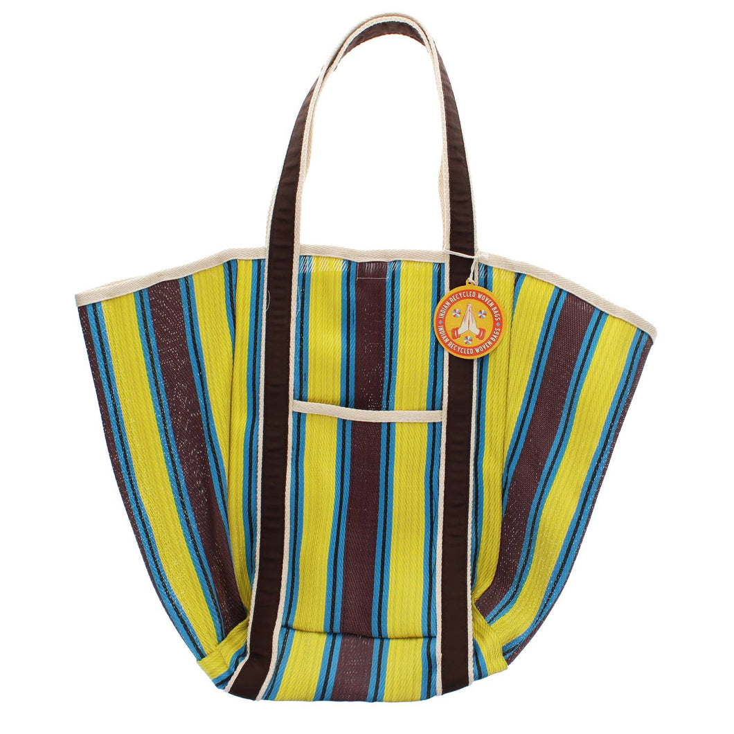 Rex London - Large Woven Recycled Plastic Tote Bag In Brown