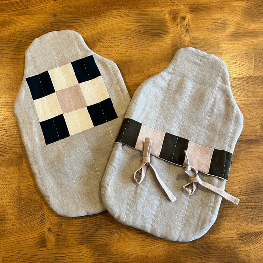 Slow Progress - Patchwork Linen Hot Water Bottle Cover