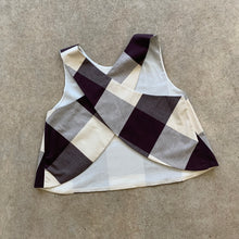 Load image into Gallery viewer, Crop Clothing - Cross Back Top In Aubergine Check
