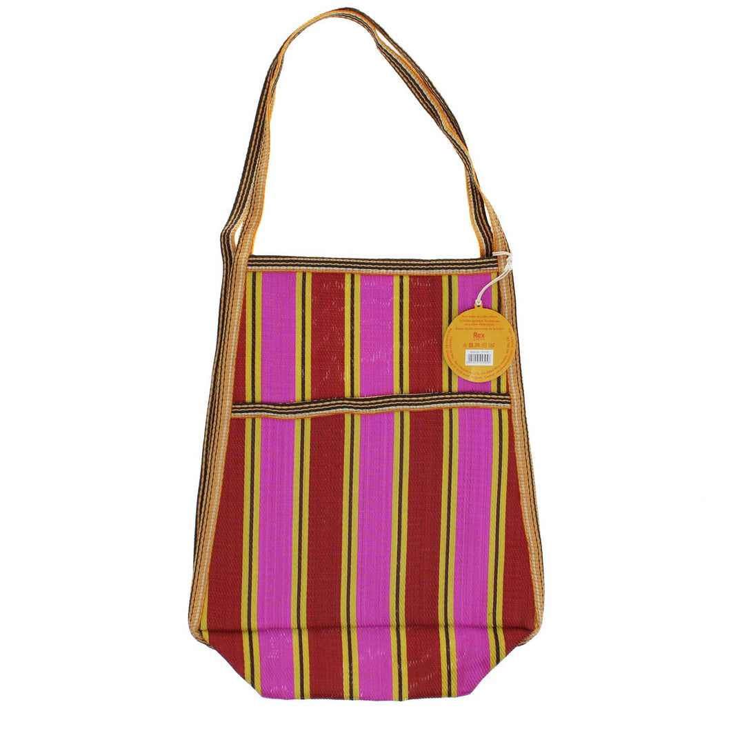 Rex London - Side Pocket Woven Recycled Plastic Tote Bag In Pink