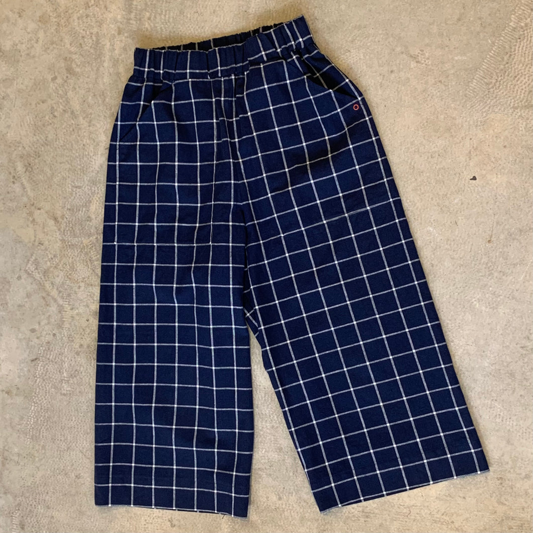 Orange Dog - Gladstone Cropped Trousers In Navy And White Grid