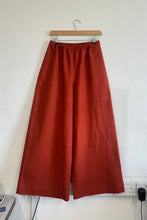 Load image into Gallery viewer, Wide leg linen trousers | rust linen trousers | handmade clothing | slow fashion 
