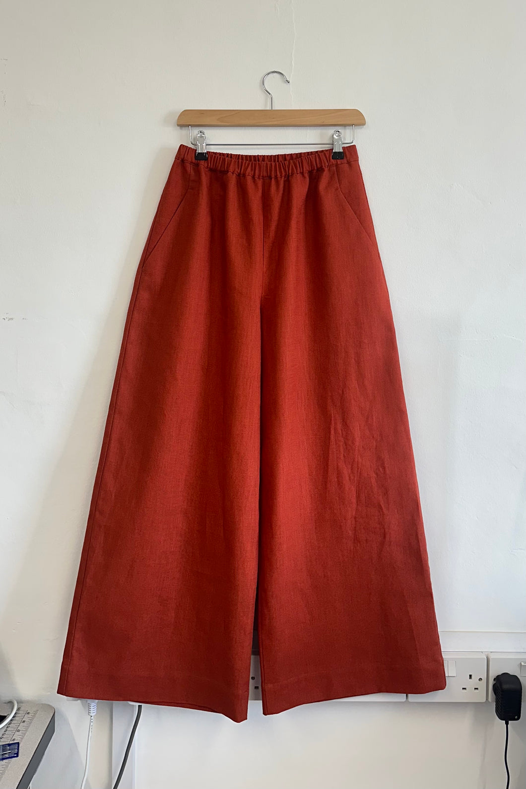 Wide leg linen trousers | rust linen trousers | handmade clothing | slow fashion 