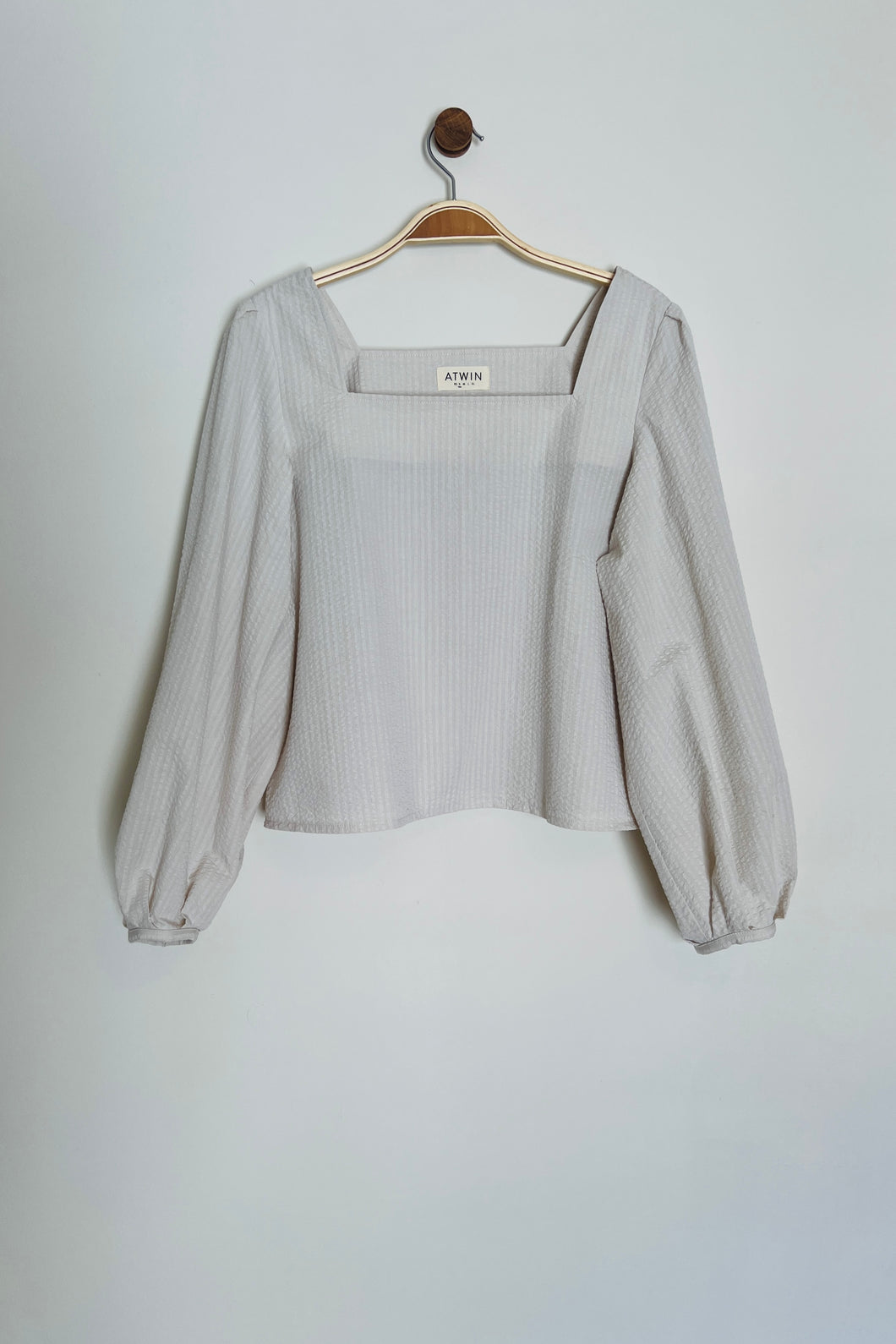 Handmade square neck blouse | cotton seersucker top 