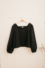 Load image into Gallery viewer, Atwin - Square Neck Blouse In Black Seersucker | Atwin Store UK
