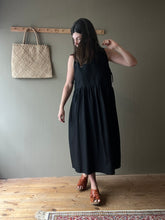 Load image into Gallery viewer, Rosana Exposito - Ribbon Tie Midi Dress In Black Cotton Gabardine
