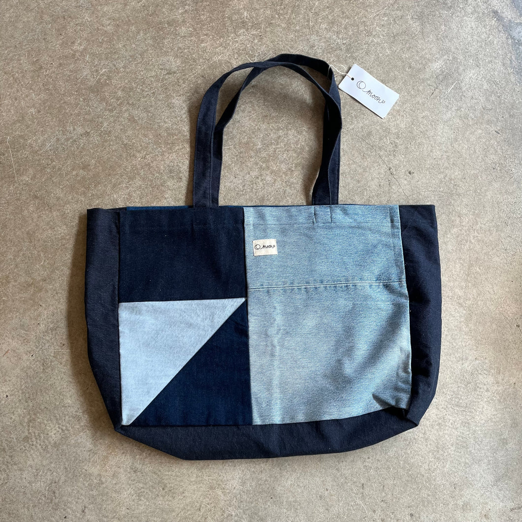 O Moon - Extra Large Denim Patchwork Tote