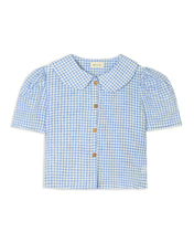 Load image into Gallery viewer, Má + Lin - Frances Cropped Blouse In Royal Blue Gingham
