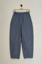 Load image into Gallery viewer, Atwin The Label - The Barrel Leg Trousers In Striped Indigo Denim
