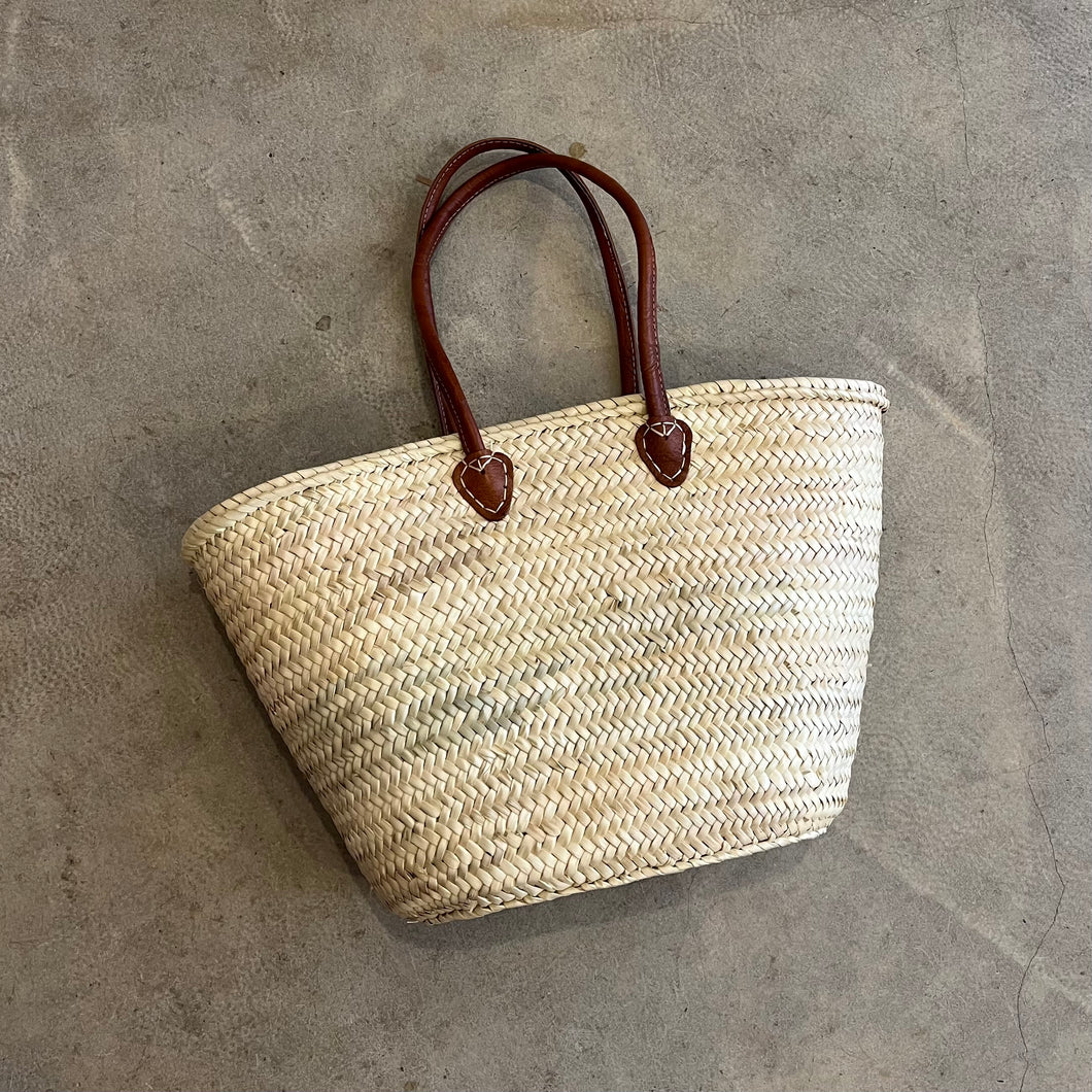 Moroccan Woven Tan Handle Basket