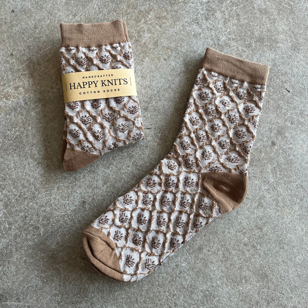 Happy Knits - Vintage Brown Floral Socks