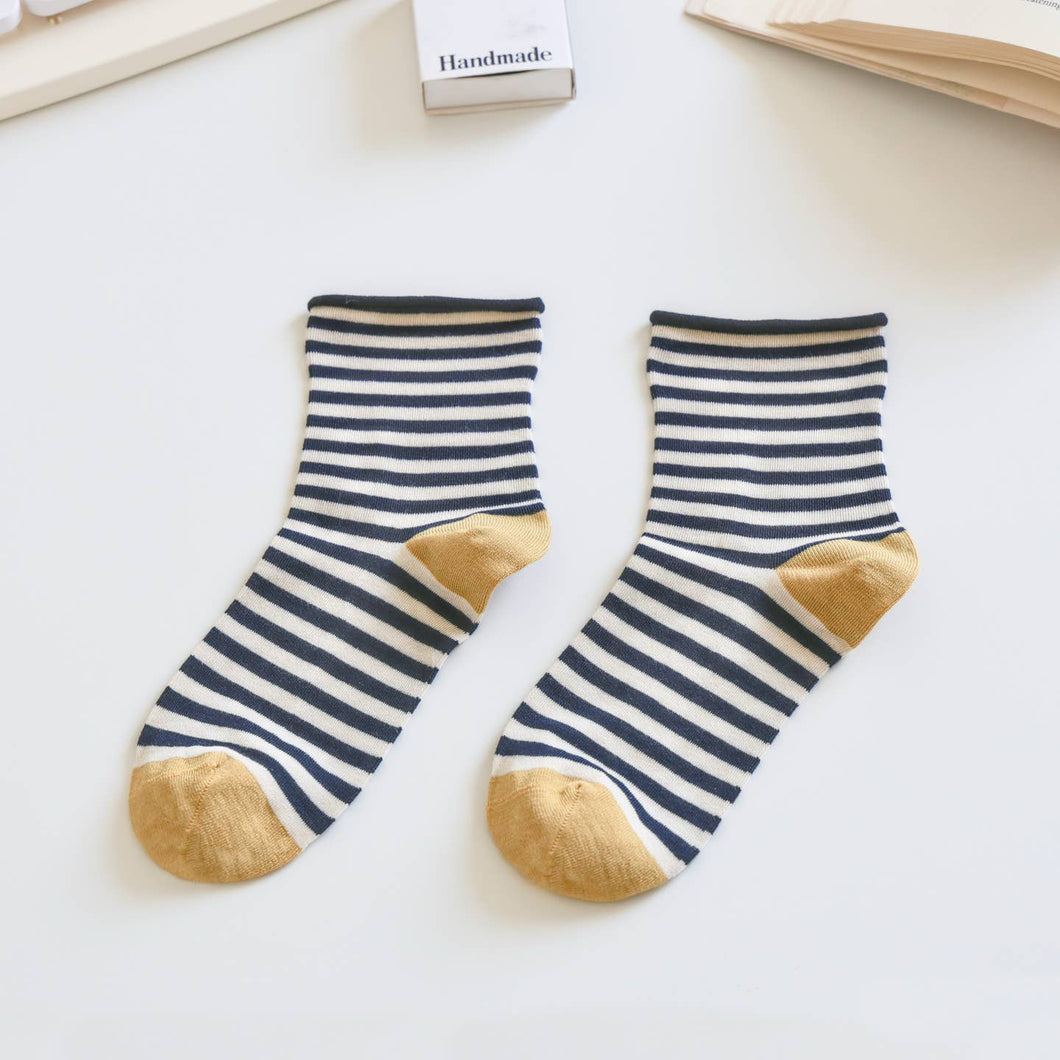 Happy Knits - Mulberry Silk Blend Socks In Black And White Stripe