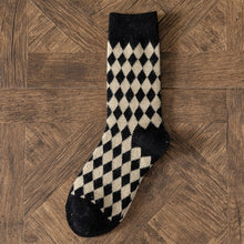 Load image into Gallery viewer, Happy Knits - Harlequin Wool Socks In Black And Beige
