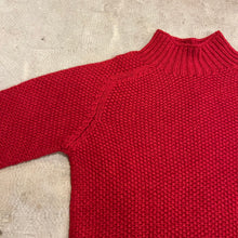 Load image into Gallery viewer, Elwin- Moss Stitch Funnel Neck Sweater In Red
