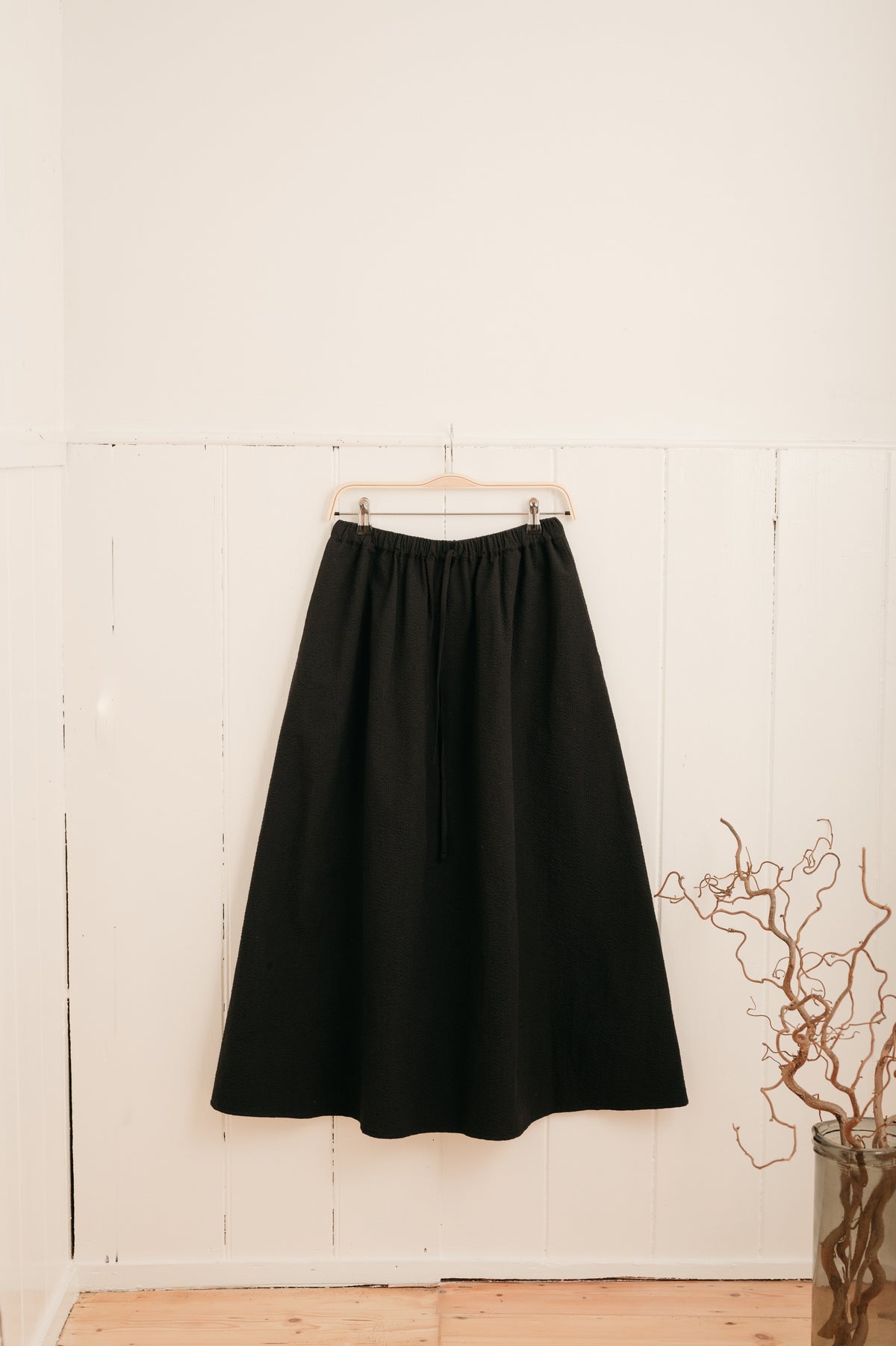 Atwin - Daily Skirt In Black Seersucker | Atwin Store UK